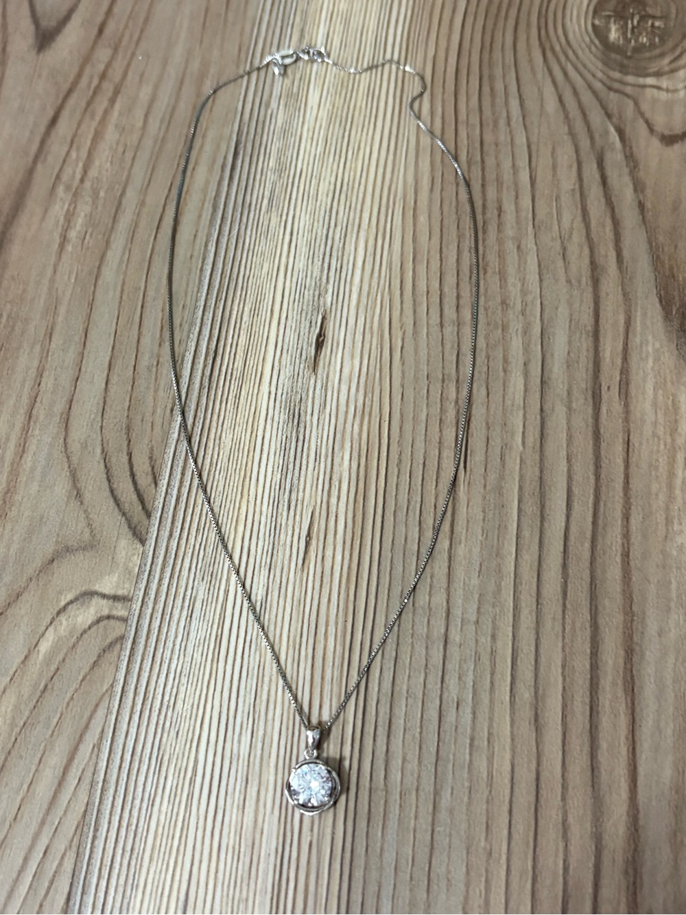 Helzberg Diamonds Silver Pendant Necklace with Clear Solitaire Crystal - White - Picture 2 of 4